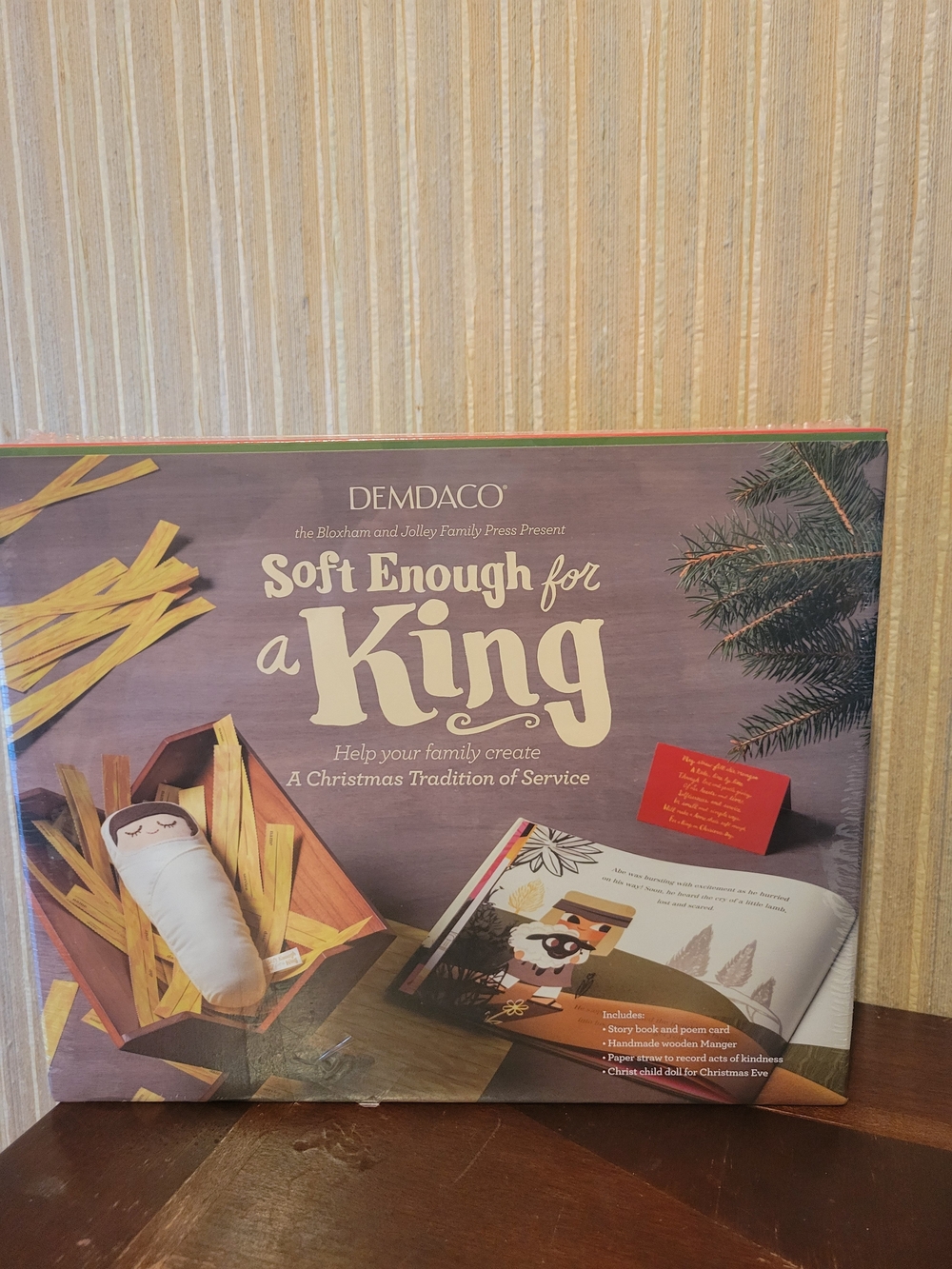 DEMDACO "Soft Enough for a King" Christmas Nativity/Doll/Book Set NWT